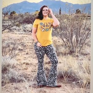 Snow Leopard Print Jean Bells